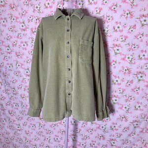 vtg vintage ll bean corduroy  shacket  90s cottage core grandma celery green
